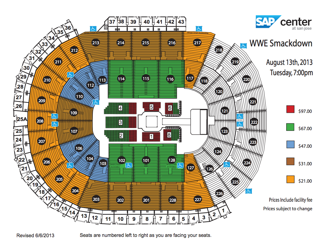 sap center wwe smackdown sap center basketball seating chart